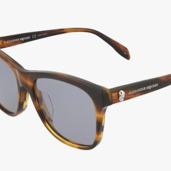 Alexander McQueen Rectangle Sunglasses Yellow Blue Luxury Eyewear - Picture 8 of 8